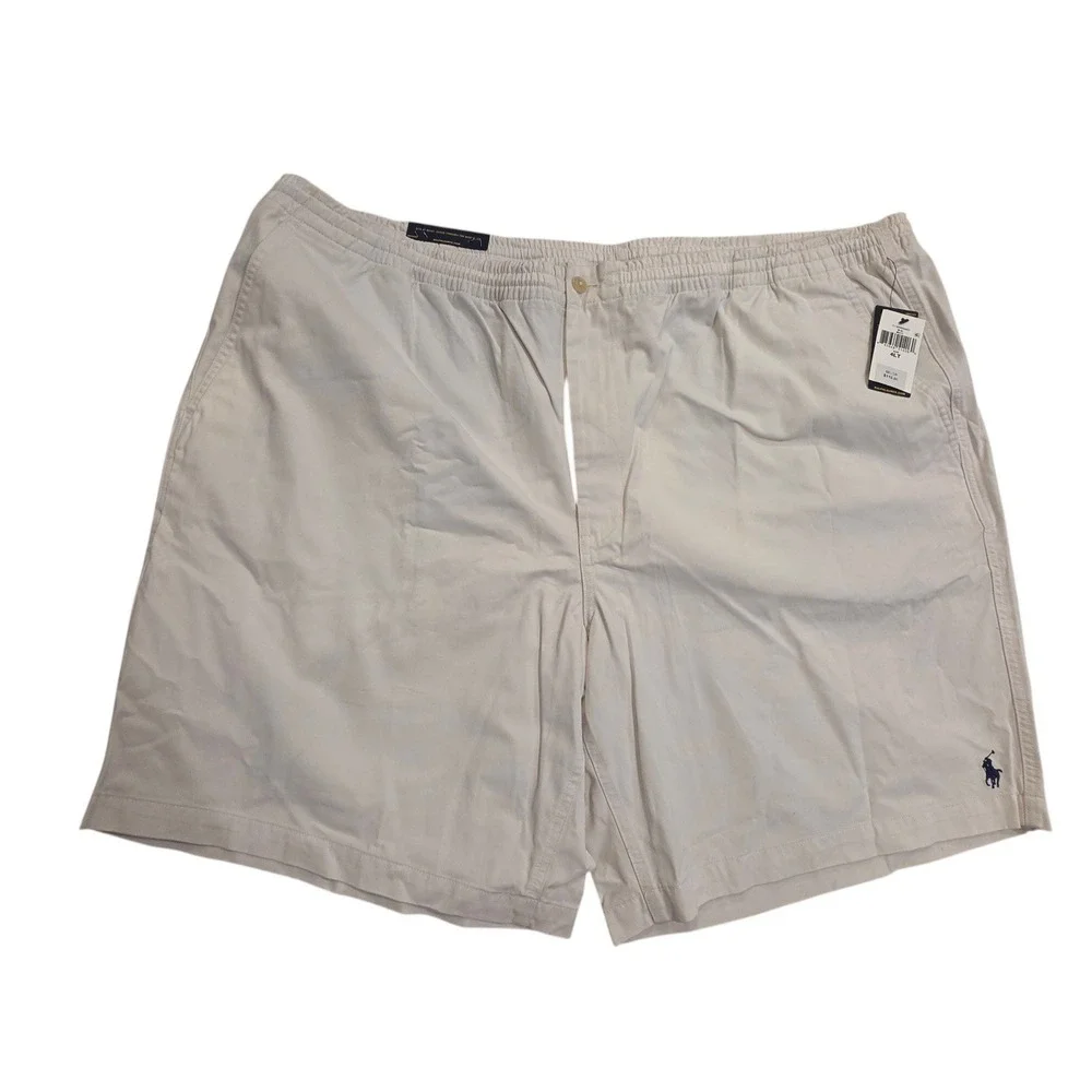 Polo Ralph Lauren Mens‎ Shorts White Stretch Classic Fit Elastic Waist 4LT New